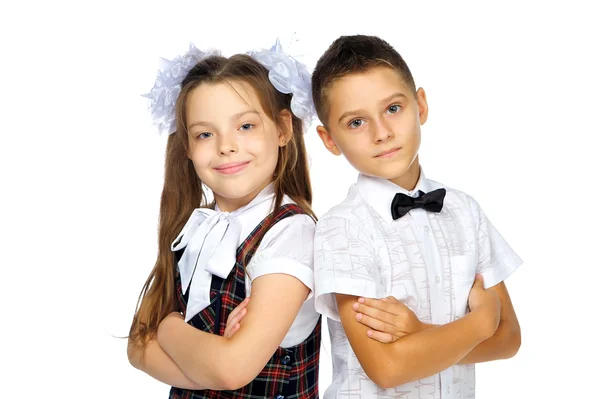 Niños de la escuela primaria niño y niña —  Fotos de Stock