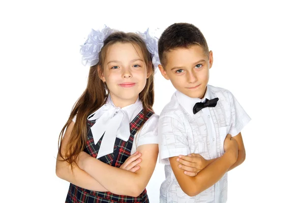 Niños de la escuela primaria niño y niña — Foto de Stock