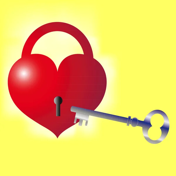 Key to the heart — Stock Vector