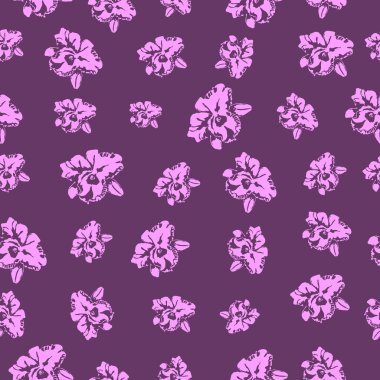 Dikişsiz çiçek desenli orkide - illüstrasyon