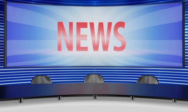 White Table Lcd Background News Studio Room Rendering — 스톡 사진