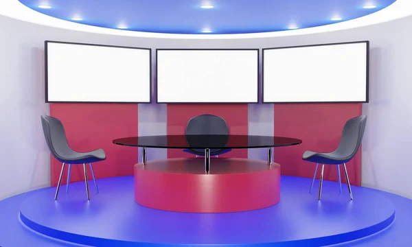Roter Tisch Auf Ständer Mit Neonlicht Hintergrund Einem Raum Des — Stockfoto