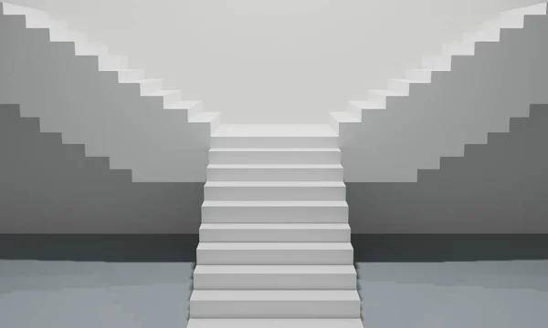 Weiße Treppe Der Wand Weißen Raum Rendering — Stockfoto