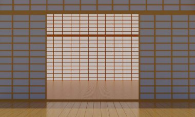 Japonya 'da kapalı bir dojo salonu..