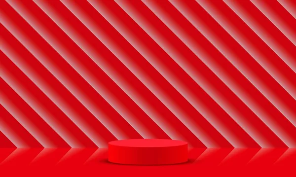 Pódio Vermelho Com Luz Néon Sala Vermelha — Vetor de Stock