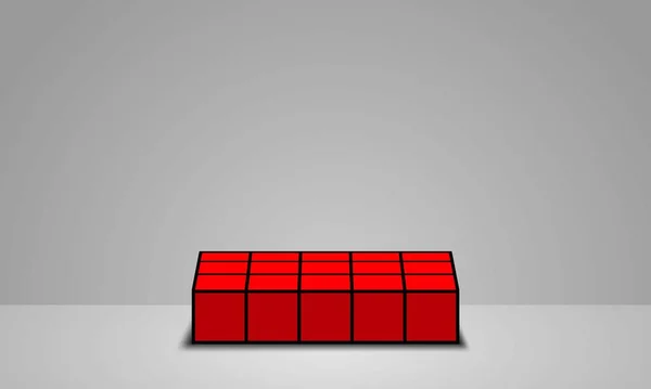 Rood Podium Met Schijnwerpers Witte Kamer — Stockvector
