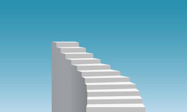 Mavi gökyüzü arka planında beyaz merdiven