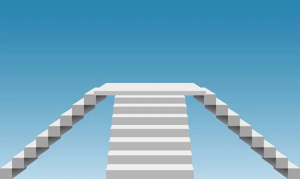 Escaliers Trois Voies Sur Fond Bleu Ciel — Image vectorielle