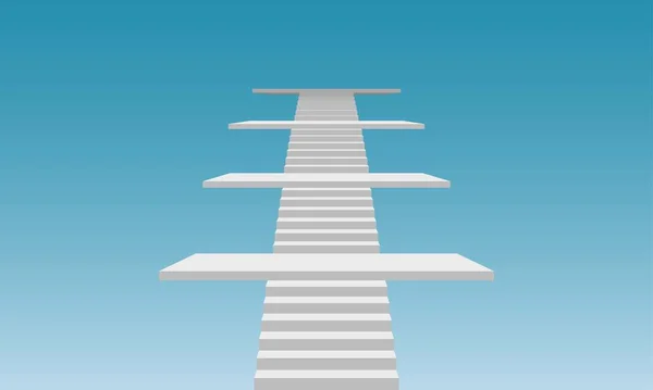 Weiße Treppe Auf Weißem Boden Vor Blauem Hintergrund — Stockvektor