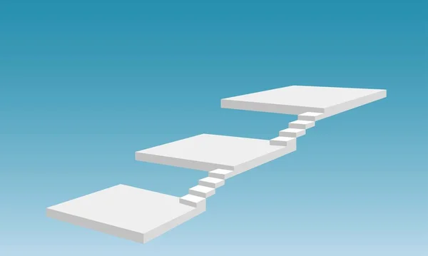 Escaliers Blancs Sur Plancher Blanc Sur Fond Bleu — Image vectorielle