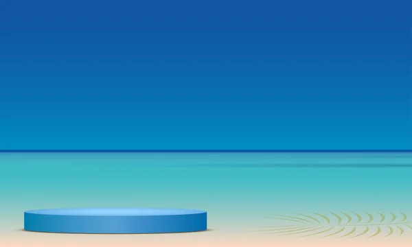 海滩上的蓝色讲台和阳光 — 图库矢量图片