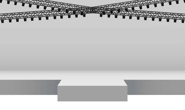 White Stage Spotlight Truss System White Background — Stock Vector