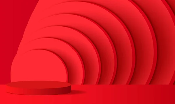 红色演播室的红色讲台 — 图库矢量图片