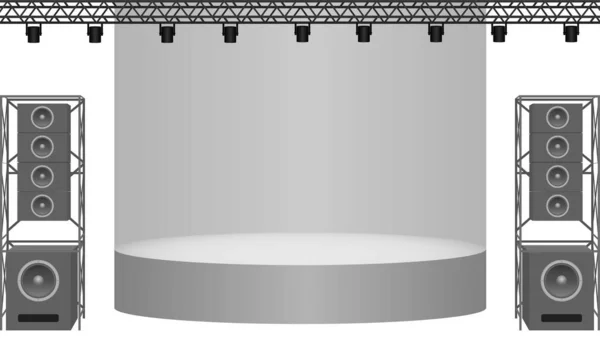 Scène Haut Parleur Avec Projecteur Sur Système Treillis Sur Fond — Image vectorielle