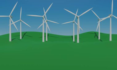 Çayırdaki rüzgâr türbini..