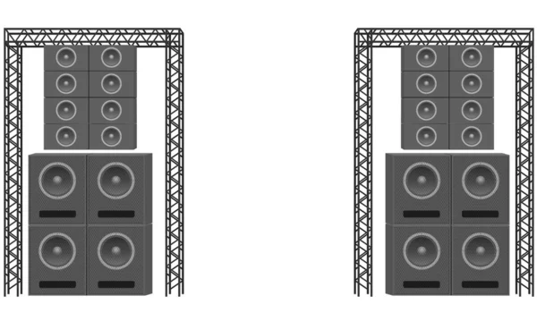 Haut Parleur Avec Projecteur Sur Système Treillis Sur Fond Blanc — Image vectorielle