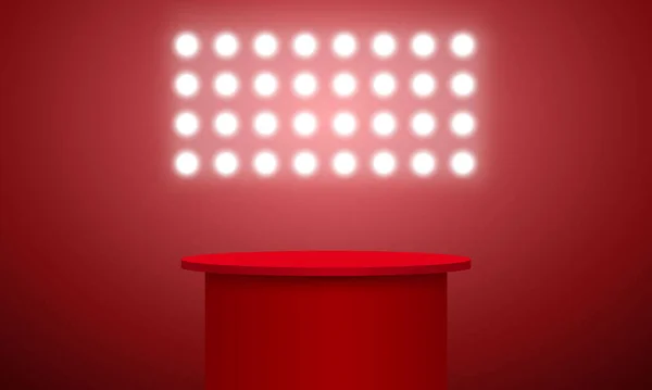 Podium Rouge Avec Projecteur Dans Chambre Rouge — Image vectorielle