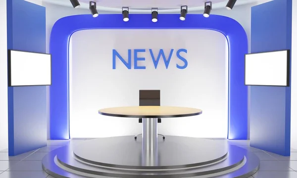 Table Lcd Background News Studio Room Rendering — 스톡 사진