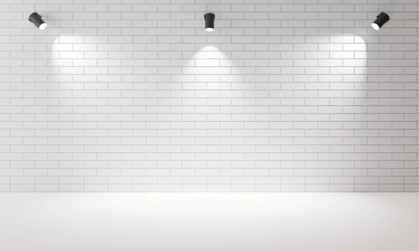 Біла Підставка Неонове Світло Білій Кімнаті Візуалізація — стокове фото