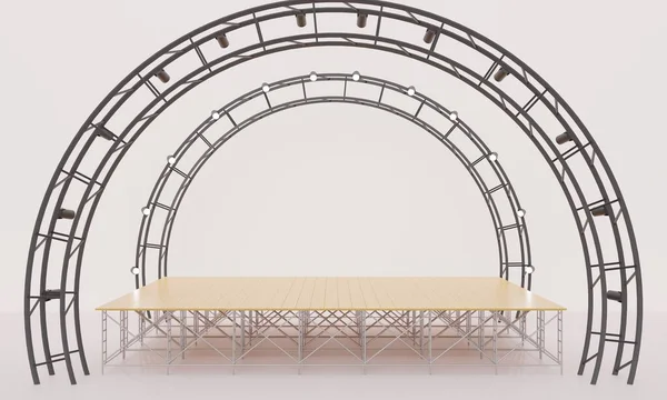 Wood Stage Spotlight Truss System White Background Redering — 스톡 사진