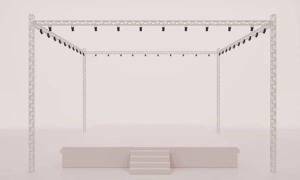 White Stage Spotlight Truss System White Background Redering — Foto Stock