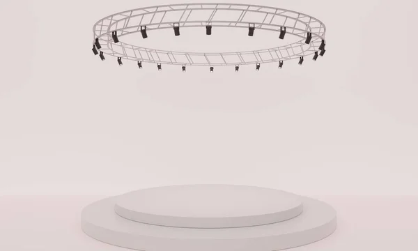 White Stage Spotlight Truss System White Background Redering — 图库照片