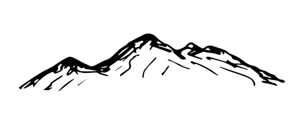 간단하게 손으로 벡터가 테두리로 그려졌습니다 파노라마 산꼭대기 스케치 스포츠 — 스톡 벡터
