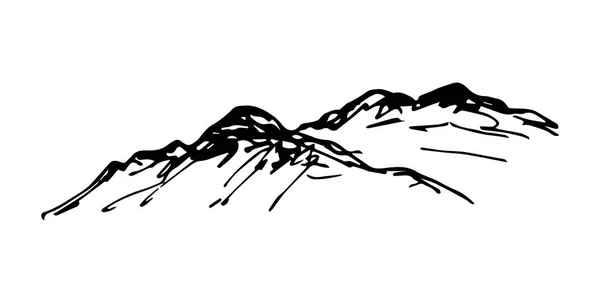 Semplice Disegno Vettoriale Disegnato Mano Contorno Nero Natura Paesaggio Montagna — Vettoriale Stock