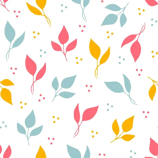 Simple Calm Floral Vector Pattern Pastel Colors Blue Pink Orange — Stockvektor