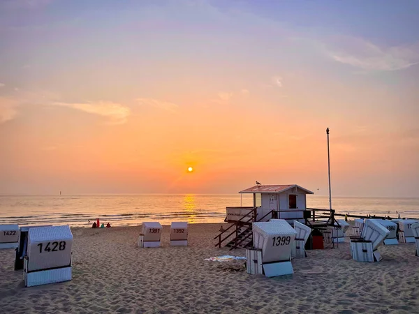 Coucher Soleil Westerland Sylt Allemagne — Photo