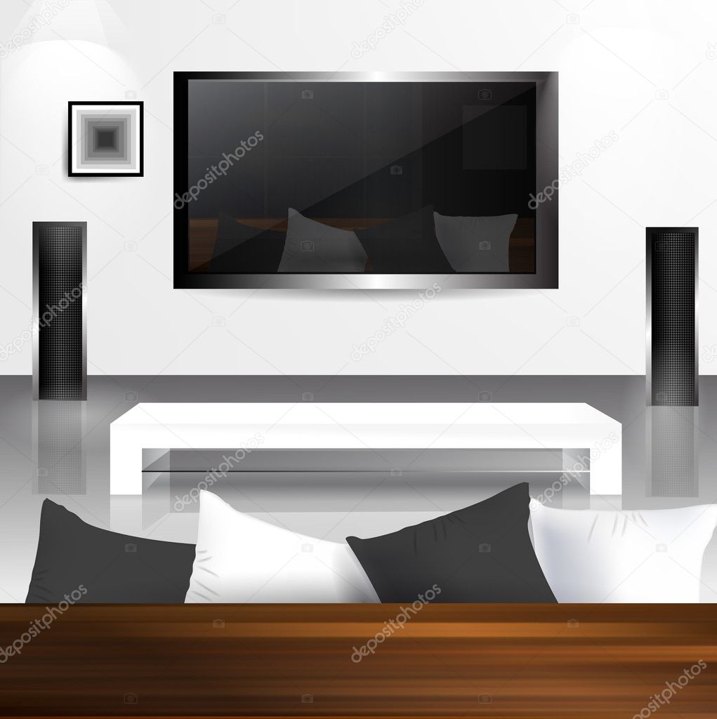 interieur met lcd tv scherm met reflectie woonkamer in het ... interieur met lcd tv scherm met reflectie woonkamer in het ...