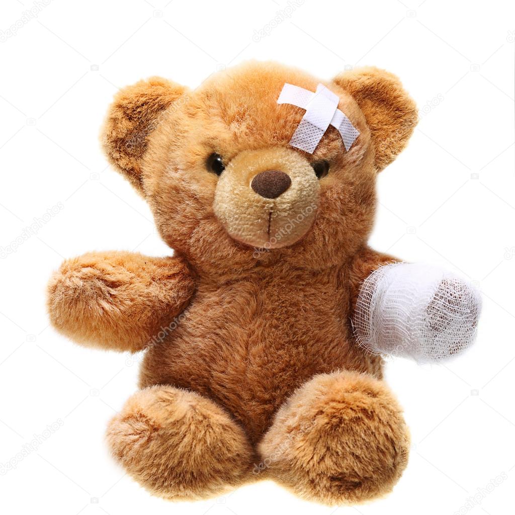 teddy bear with bandage