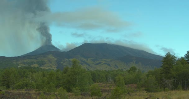 Panoramica Del Versante Nord Del Vulcano Etna Durante Attività Eruttiva — Video Stock