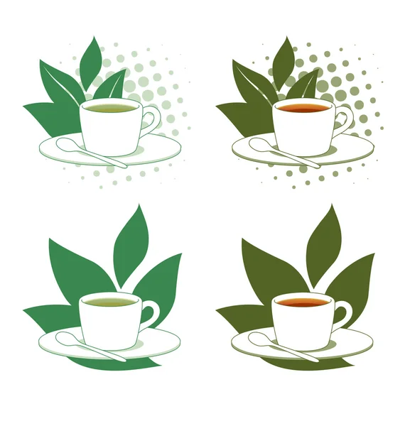 Vektor für grünen und schwarzen Tee — Stockvektor