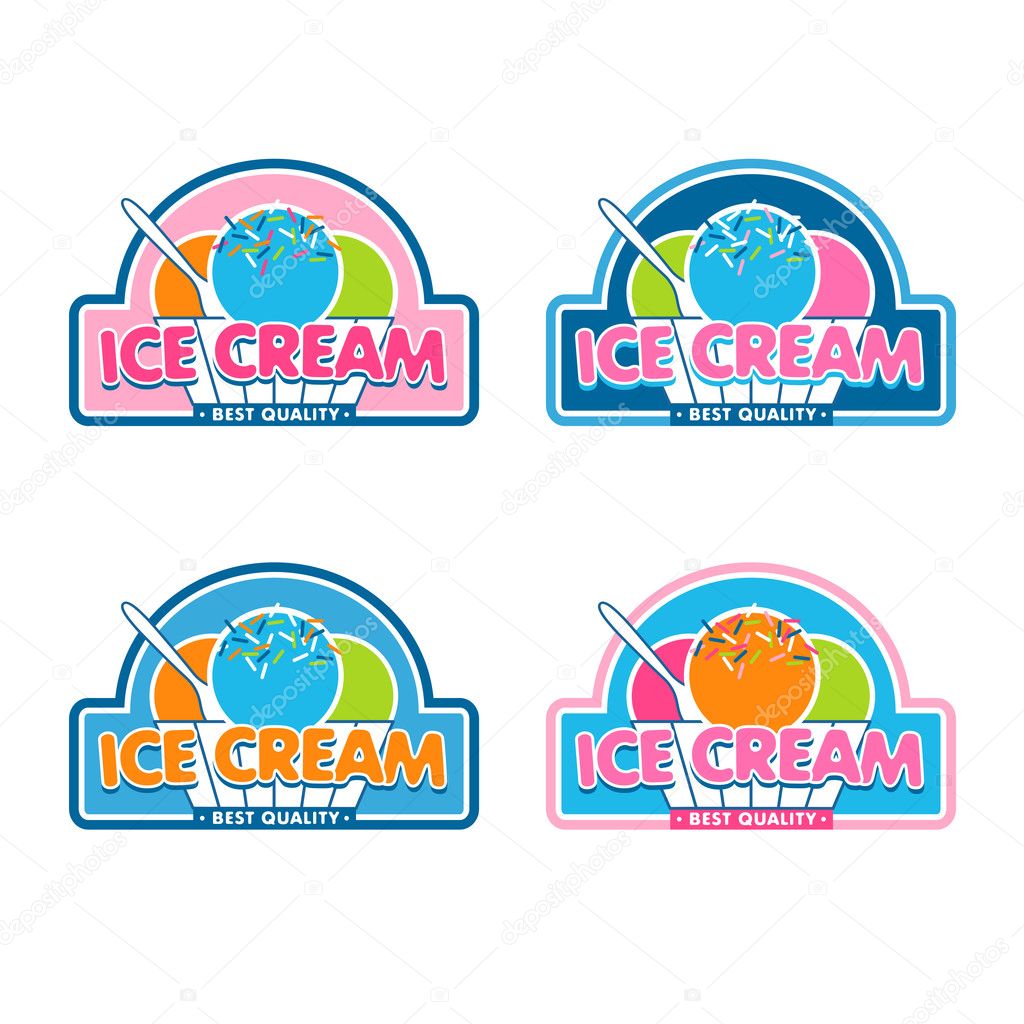 Ice Cream logotype in four color styles. You can replace 