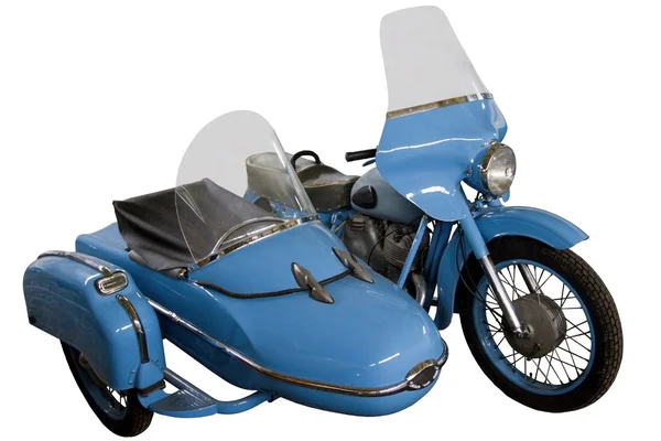 Blue motorcycle with sidecar — Stock Photo, Image