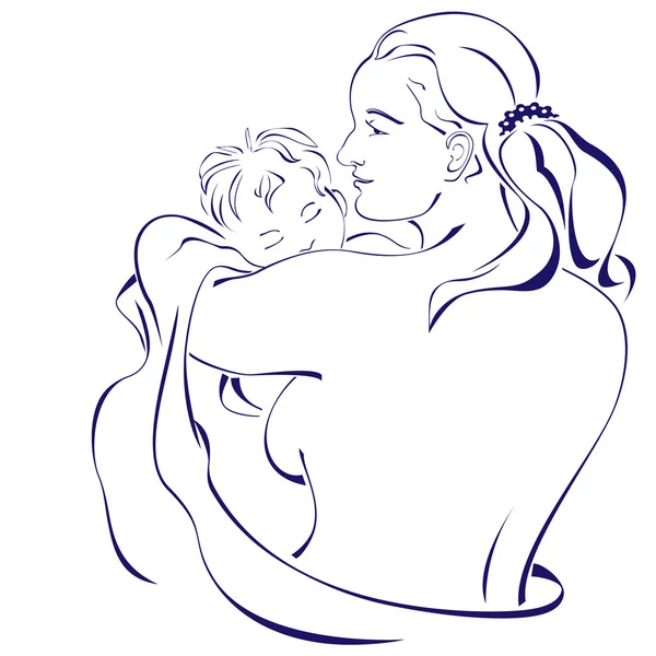 Szczęśliwa matka trzymająca swoje dziecko — Wektor stockowy