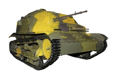 kamufle edilmiş eski keşif tankette