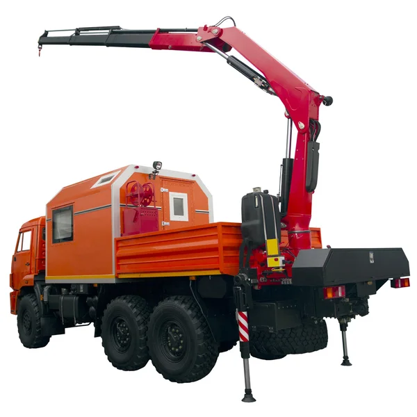 Orange repair truck with crane — Stock Photo, Image