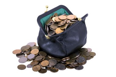 paralar ile siyah çanta