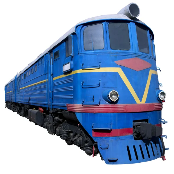 Blue locomotive in perspective — Stock Photo, Image