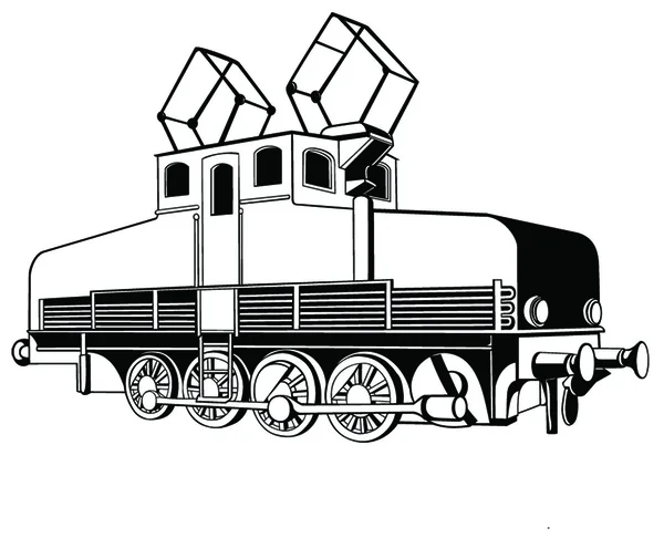 Vieja locomotora eléctrica pequeña — Vector de stock