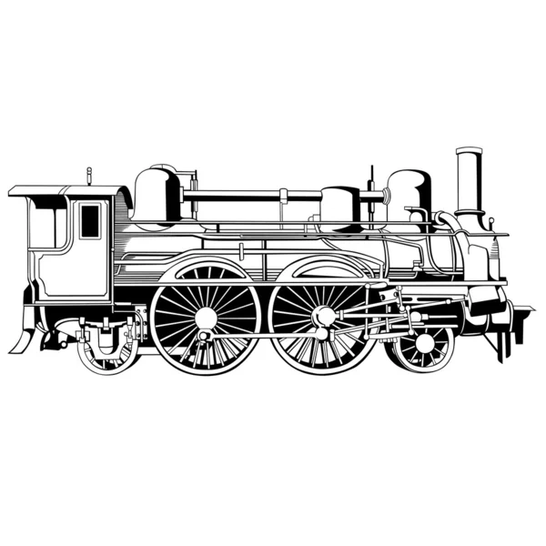 Big and old rapid locomotive — Stock Vector