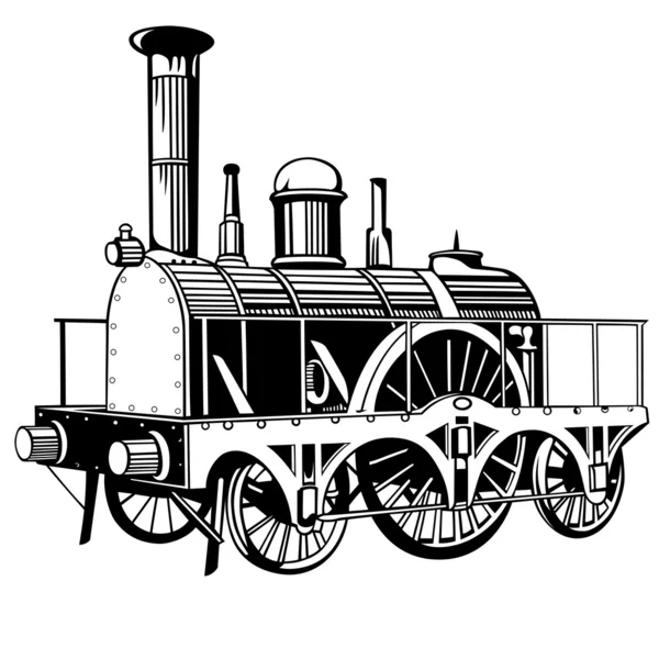 Very small and old locomotive — Stock Vector