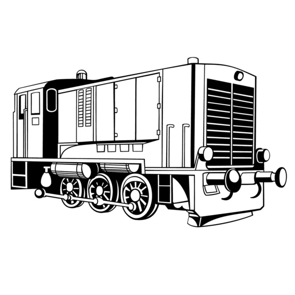 Locomotiva de carga pequena ultrapassada — Vetor de Stock