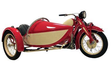Kırmızı vintage motosiklet motosiklet sepeti ile