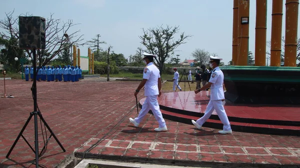 Members Indonesia Navy Holding Ceremony Commemorating Services Fighters Battlefield Pekalongan — Stock Photo, Image