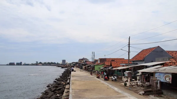 Meerwasser Rückhaltegebäude Küstendamm Der Flutwellen Zurückhält Pekalongan Indonesien Februar 2022 — Stockfoto