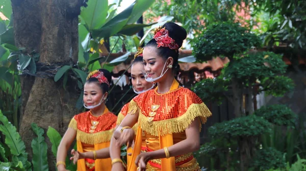 Photo Documentation Javanese Traditional Dancer Dancing Batik Dance Pekalongan Indonesia — стокове фото