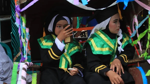 Dokumentační Fotografie Průvod Studentů Koránu Vzdělávací Park Taman Pendidikan Korán — Stock fotografie